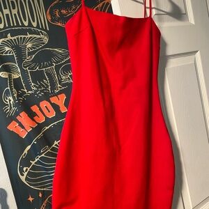 Elegant Red Spaghetti Strap Dress